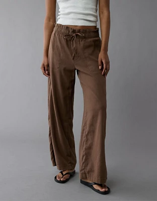 AE Dreamy Drape Linen-Blend Pull-On Pant