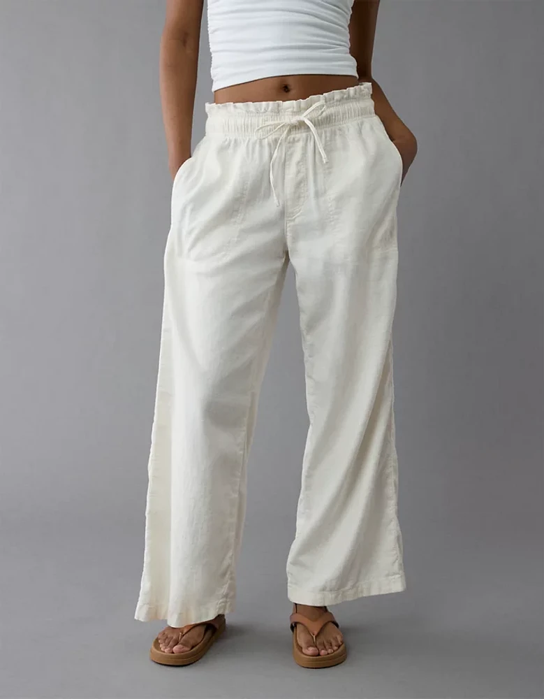 Pantalon à ceinture élastique en mélange de lin Drapé rêve AE
