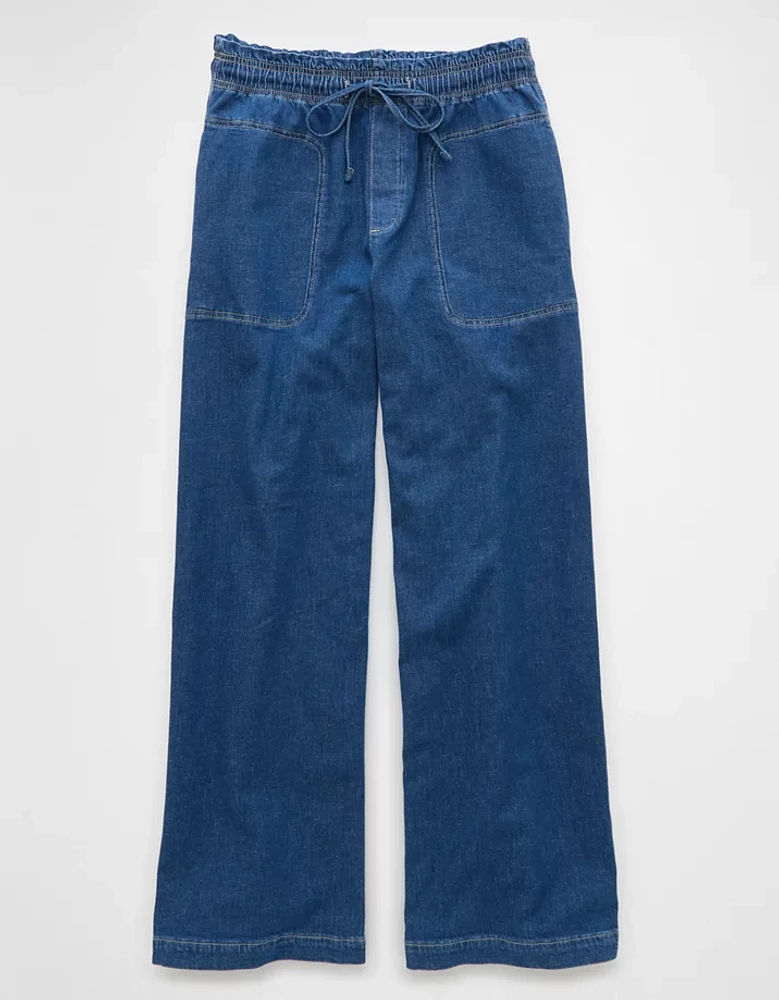 AE Dreamy Drape Linen-Blend Pull-On Pant