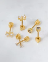 AEO Keepers Collection 14K Gold-Plated Stud Earrings 3-Pack