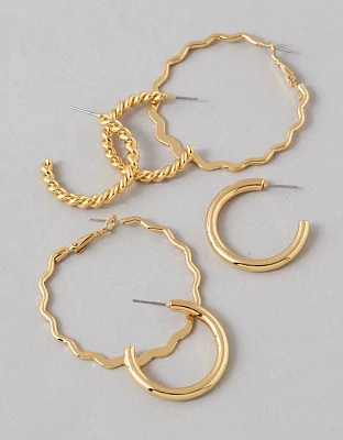 AEO Wavy Hoop Earring 3-Pack
