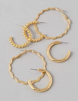 AEO Wavy Hoop Earring 3-Pack
