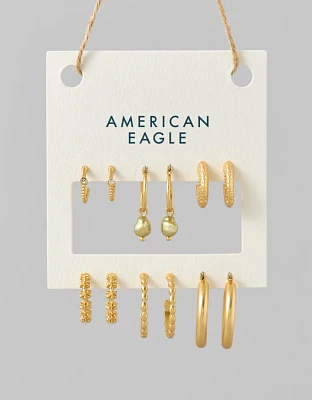 AEO Gold Pearl Hoop Earrings 6-Pack