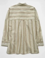AE Go Big Linen-Blend Oversized Striped Shirt