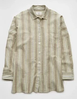 AE Go Big Linen-Blend Oversized Striped Shirt