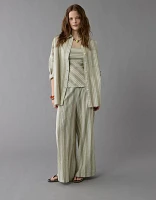 AE Go Big Linen-Blend Oversized Striped Shirt