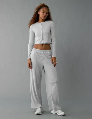 AE 3-Piece Pointelle Plush Cardigan Pajama Set