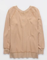 Aerie Downtime Textured V-Neck Sweatshirt
