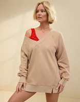 Aerie Downtime Textured V-Neck Sweatshirt