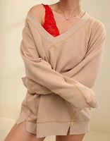 Aerie Downtime Textured V-Neck Sweatshirt