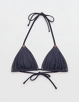 AE x Aerie Match Made Denim String Triangle Bikini Top
