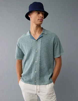 Chemise polo boutonnée en tricot jacquard Fin de semaine AE