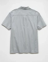 AE Jacquard Textured Button-Up Polo Shirt