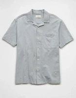 AE Jacquard Textured Button-Up Polo Shirt