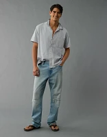 AE Jacquard Textured Button-Up Polo Shirt