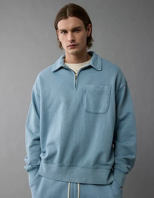 AE Quarter-Zip Polo Collar Sweatshirt