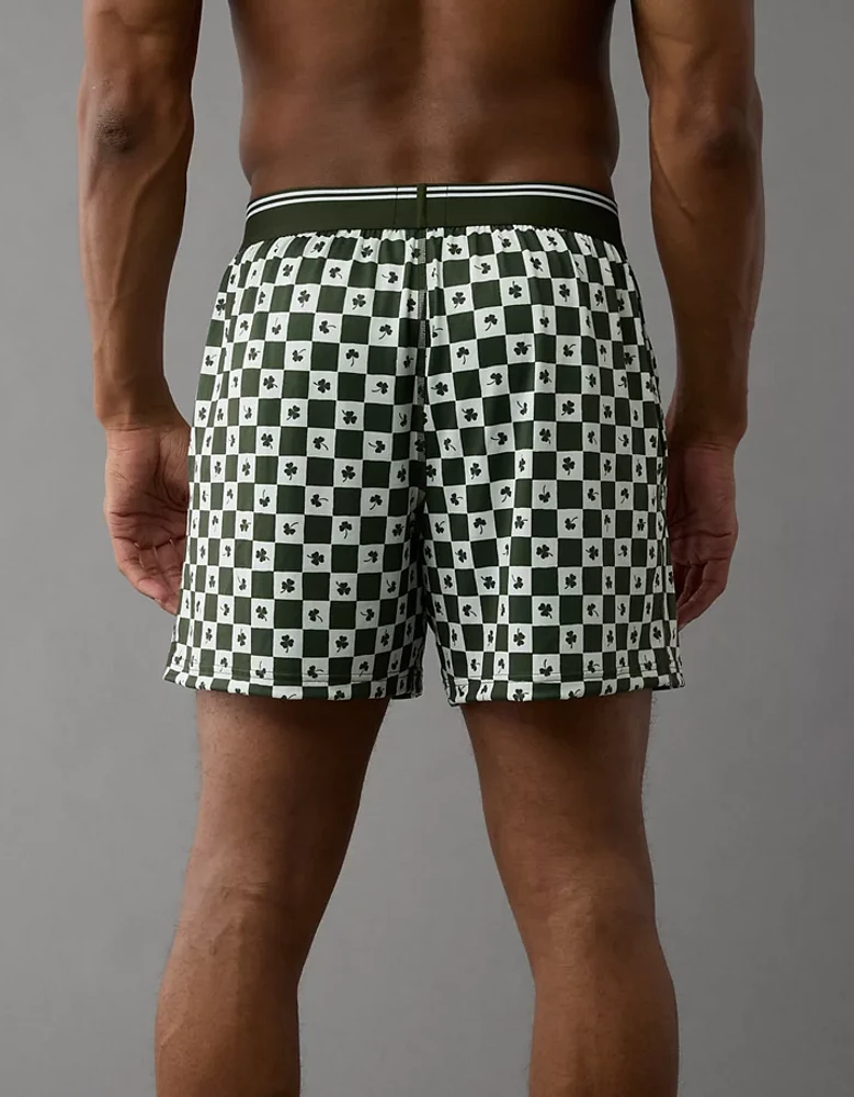 AEO Men's St. Patrick's Day Clover Check Ultra Soft Pocket Boxer Short