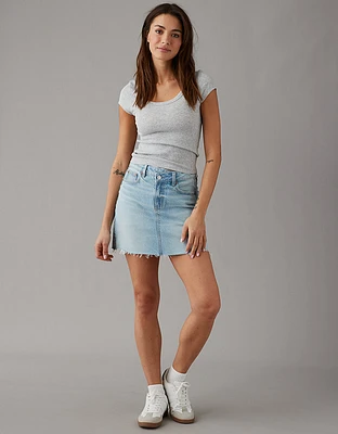 Minijupe en denim parfaite à taille haute croisée extensible AE