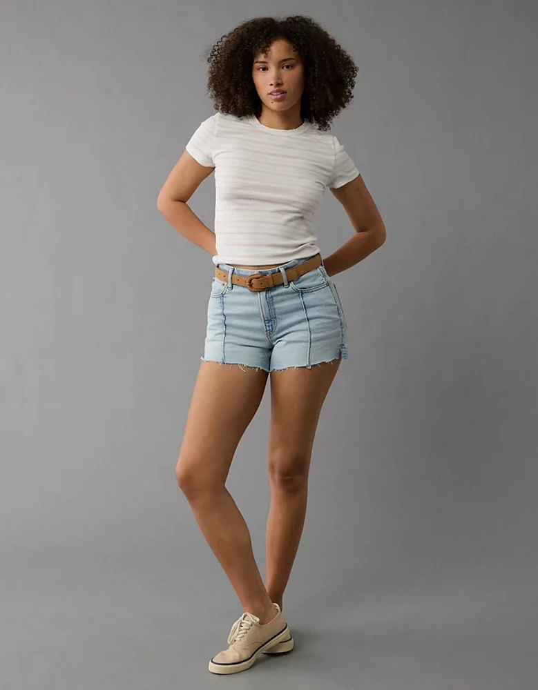 Short décontracté à taille très haute tout en rondeur extensible et rigide AE