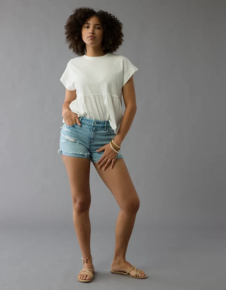 AE Strigid Curvy Ripped Super High-Waisted Relaxed Short