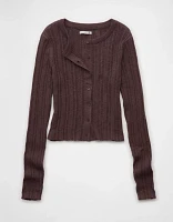 AE Ribbed Crew Neck Cardigan