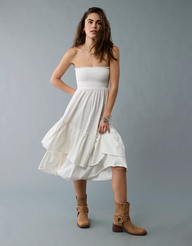 ae sunchaser knit convertible midi dress AE Sunchaser Knit Smocked Bodice Midi Dress