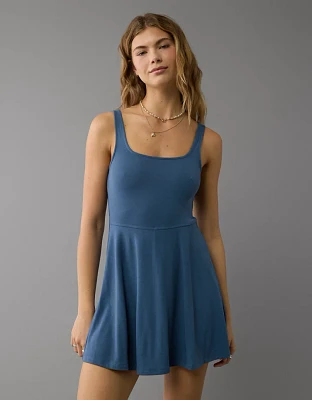 Minirobe à jupe-short ajustée et évasée en tricot AE
