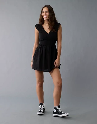 AE Smocked Flutter Sleeve Mini Dress