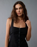 AE Square Neck Button-Up Mini Dress