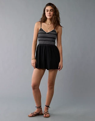AE Textured Smocked V-Neck Romper