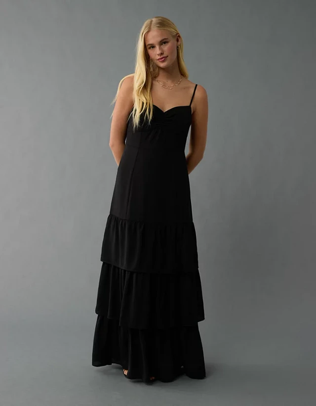 ae cut out tiered maxi dress Tiered Cotton Cut-Out Maxi Dress ESTHE