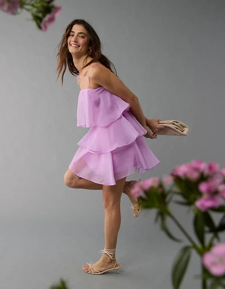 AE Strapless Ruffle Tiered Mini Dress