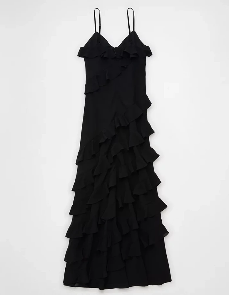Robe à bretelles longue volants AE