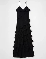Robe à bretelles longue volants AE