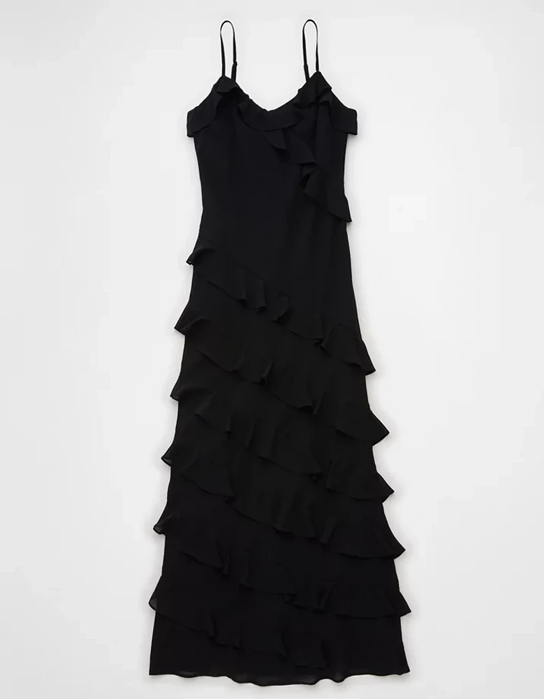 Robe à bretelles longue volants AE