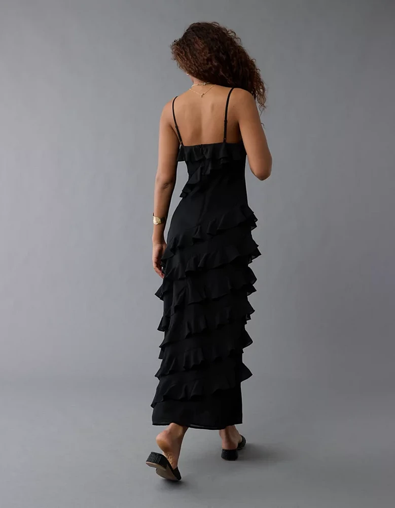 Robe à bretelles longue volants AE