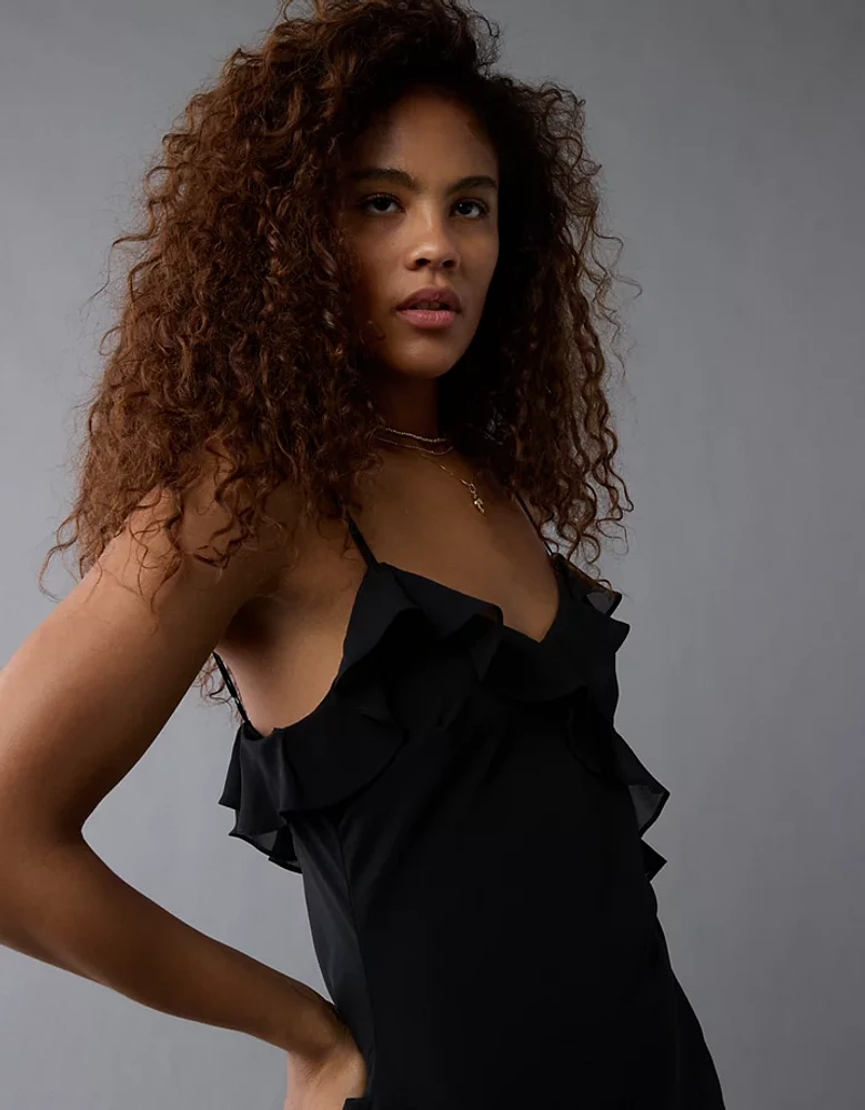 Robe à bretelles longue volants AE