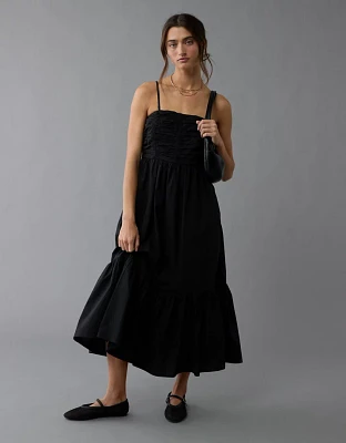 AE Ruched Bodice Strapless Midi Dress