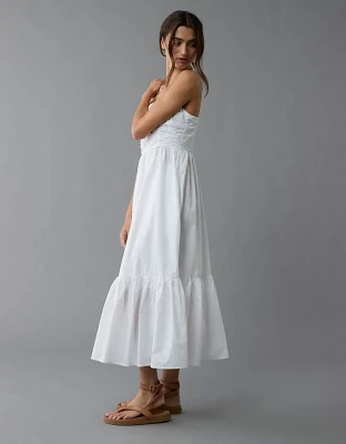 Robe mi-longue à corsage sans bretelles ruchée AE