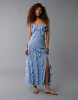 Robe longue à enfiler asymétrique volants AE