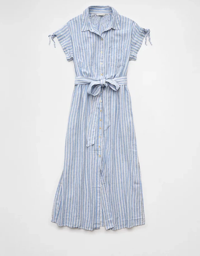 AE Linen-Blend Button-Up Midi Shirt Dress at Hamilton Place in Chattanooga,  TN