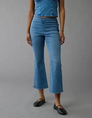 Jean court à jambe semi-évasée taille haute enfiler Luxe AE