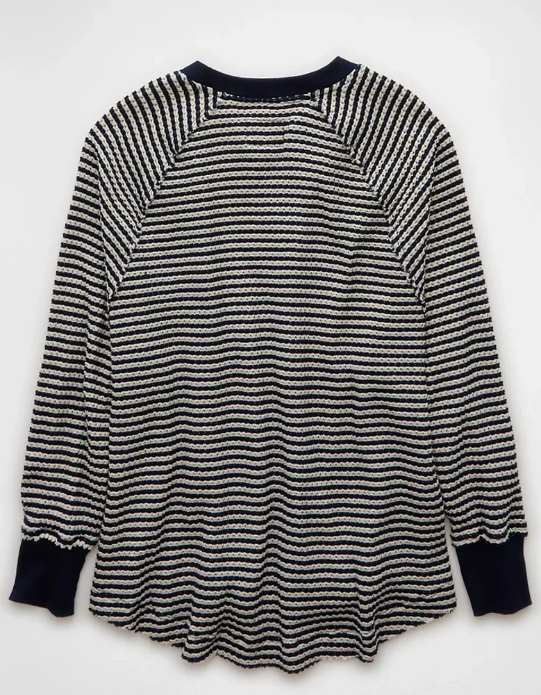 AE Big Hug Notch Neck Waffle Sweatshirt