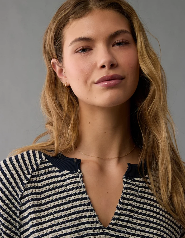 AE Big Hug Notch Neck Waffle Sweatshirt