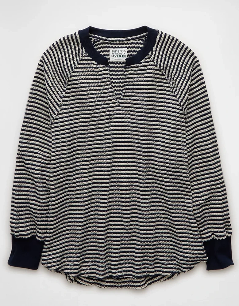 AE Big Hug Notch Neck Waffle Sweatshirt