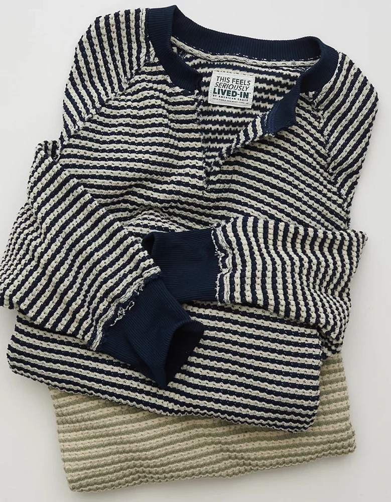 AE Big Hug Notch Neck Waffle Sweatshirt