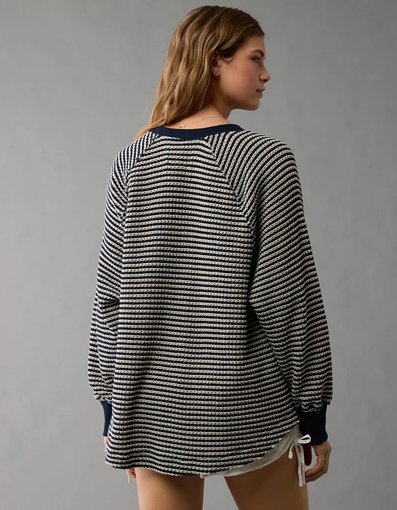 AE Big Hug Notch Neck Waffle Sweatshirt