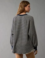 AE Big Hug Notch Neck Waffle Sweatshirt