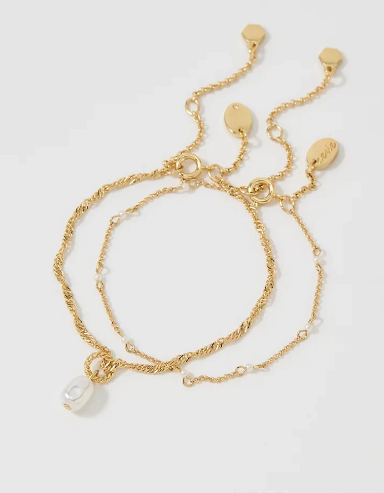 Aerie Twist Chain Pearl Bracelet