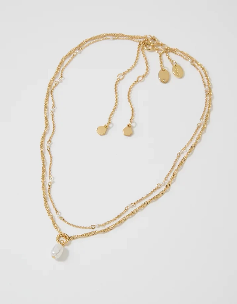 Aerie Twist Chain Pearl Necklace